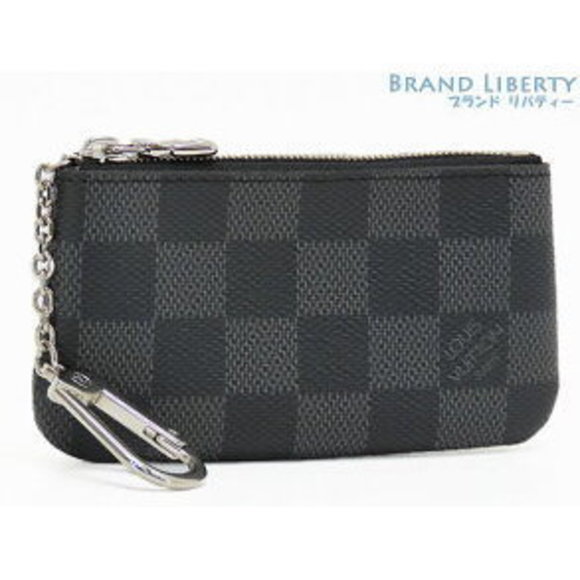 Louis Vuitton Damier Wallet Black Black Ring Key Pochette Graphite - Picture 1 of 9